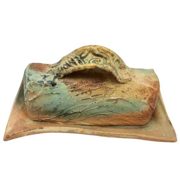 Vintage Rustic Pottery Butter Dish Butter Keeper - Picture 2 of 10
